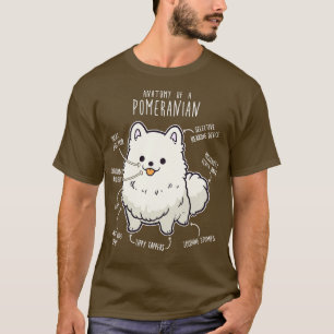 Camiseta Anatomia branca do cão da Pomerânia 1