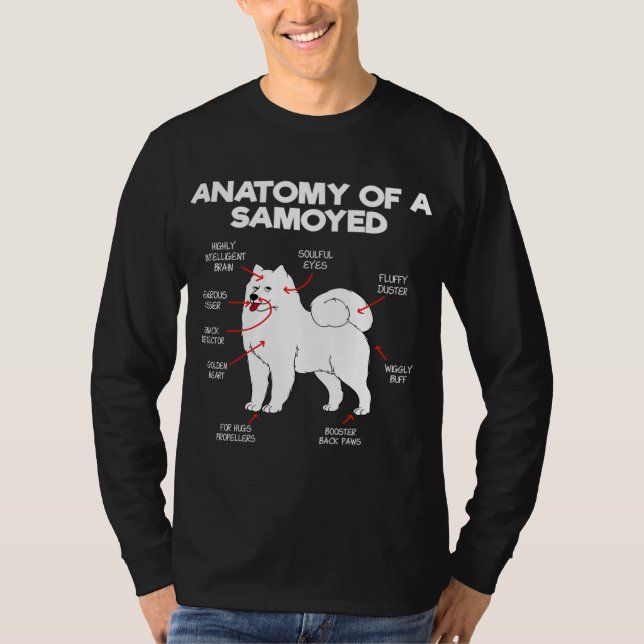 Camiseta Anatomia Cão Samoyed Cão Cachorro Cachorro Cachorr (Frente)