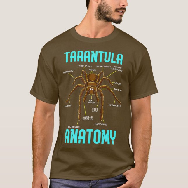 Camiseta Anatomia da aranha Tarantula - Diagrama da aranha  (Frente)