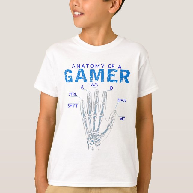 Camiseta Anatomia da mão do esqueleto para jogadores - tecl (Frente)