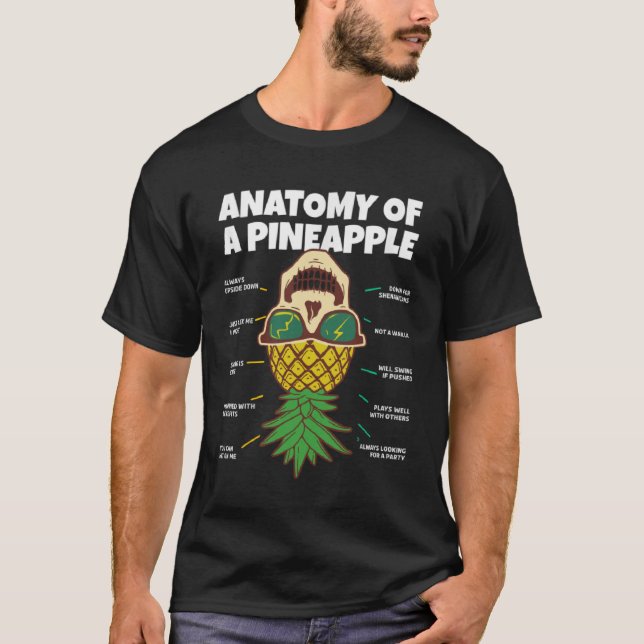 Camiseta Anatomia de abacaxi de ponta cabeça de abacaxi (Frente)