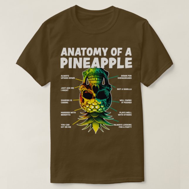 Camiseta Anatomia de abacaxi no balanço de abacaxi (Frente do Design)