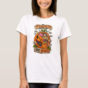 Camiseta Anatomia de Abóbora de Halloween Engraçada 100% As