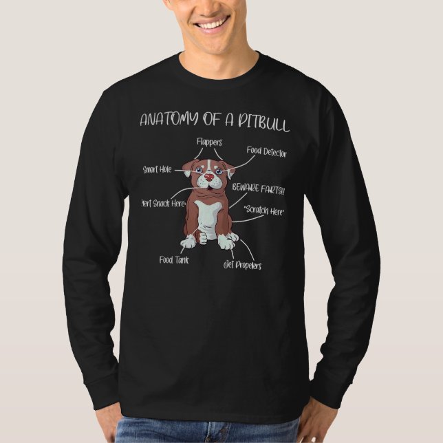 Camiseta Anatomia De Cachorro Pitbull Mais De 58 (Frente)