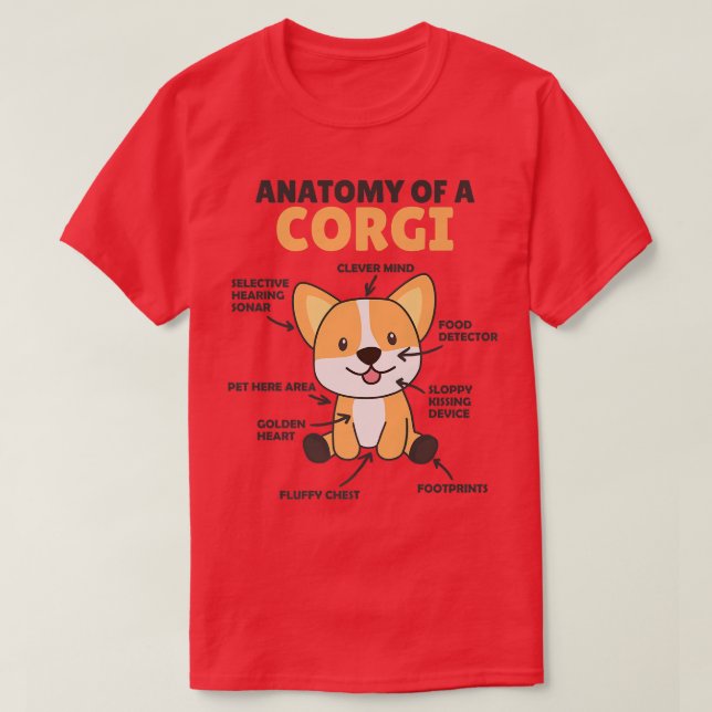 Camiseta Anatomia De Cães Doces De Corgi (Frente do Design)