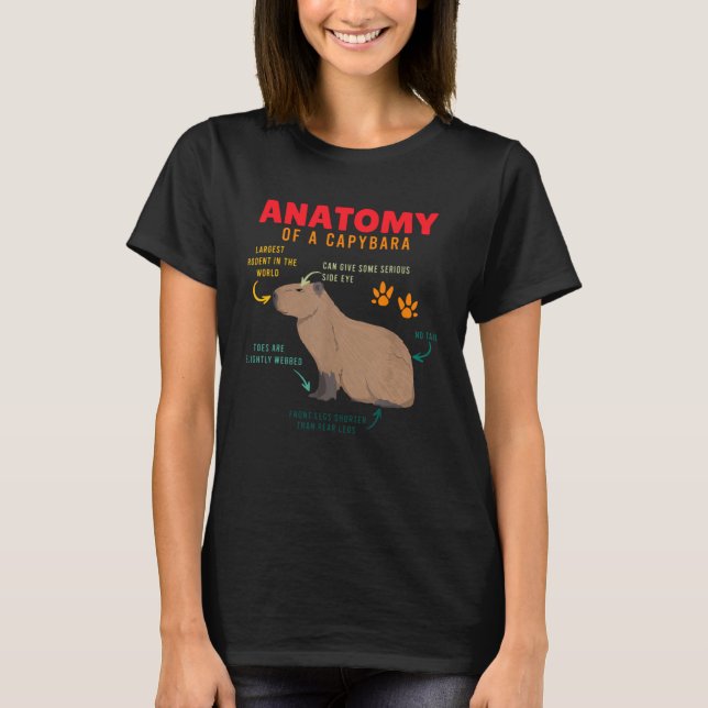 Camiseta Anatomia De Capybara Capybara Para Meninas (Frente)