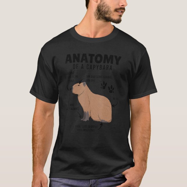 Camiseta Anatomia De Capybara Capybara Para Meninas (Frente)