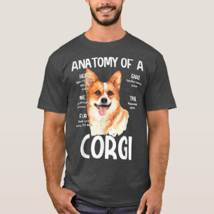 Camiseta Anatomia De Corgi Para Cachorros Alavanca Ruído Ca