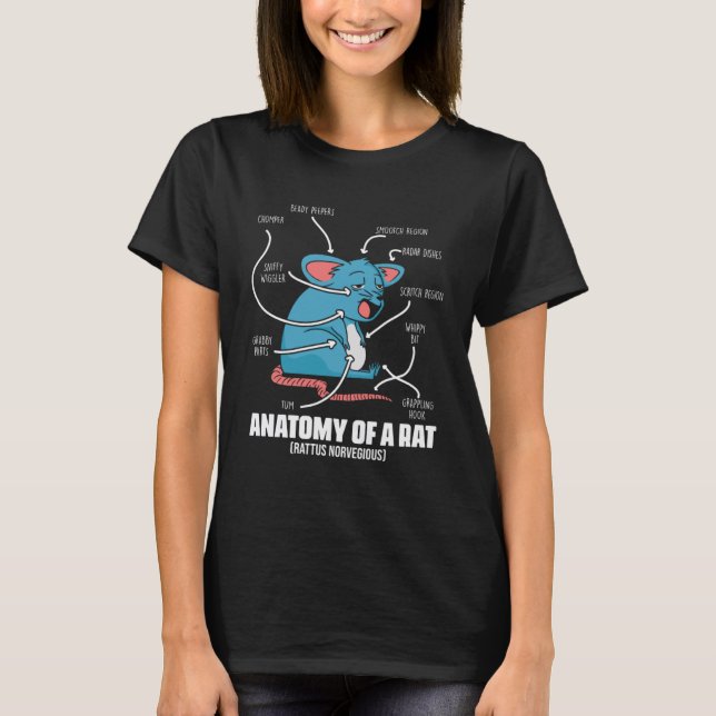 Camiseta Anatomia de definição de rato para roedor de rato (Frente)