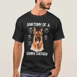 Camiseta Anatomia De German shepherd Para Ruído Da Cabeça D
