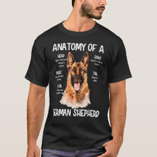 Camiseta Anatomia De German shepherd Para Ruído Da Cabeça D