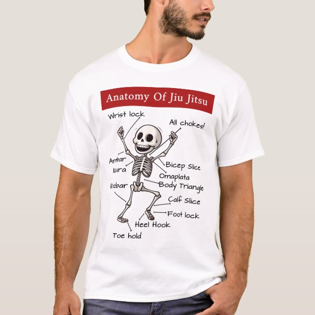 Camiseta Anatomia de Jiu Jitsu Funny BJJ Skeleton (Frente)