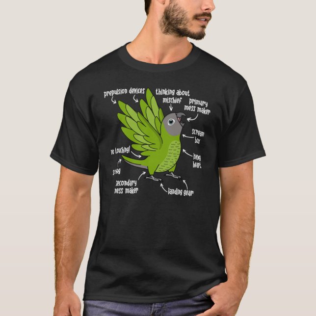 Camiseta Anatomia de Papagaio I Aratinga-de-cabeça-cinza (Frente)