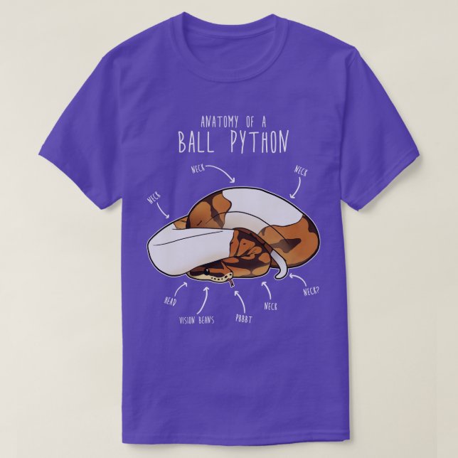 Camiseta Anatomia de Piebald Ball Python (Frente do Design)