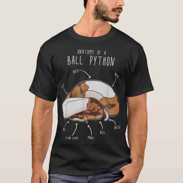 Camiseta Anatomia de Piebald Ball Python, Funny Reptile Sn (Frente)