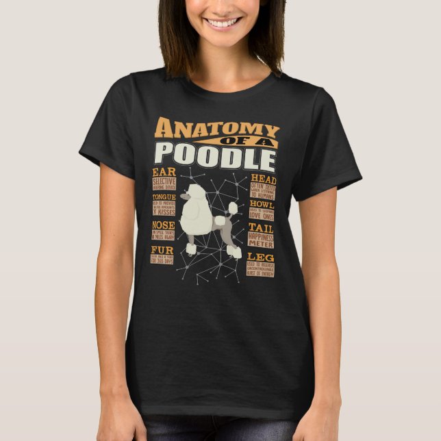 Camiseta Anatomia de Poodle Engraçado Design (Frente)