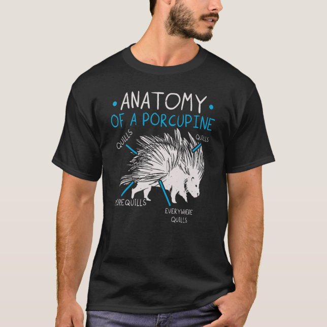 Camiseta Anatomia De Porcu Porcupine Rodent (Frente)