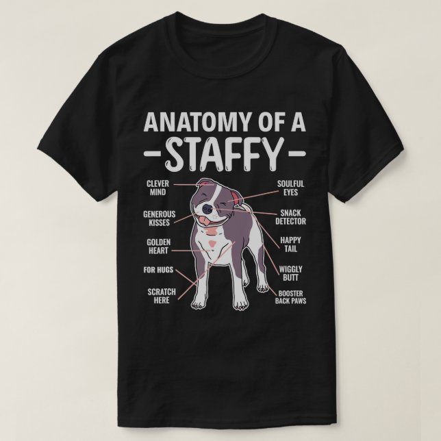Camiseta Anatomia De Staffy Staffordshire Bull Terrier T-S (Frente do Design)
