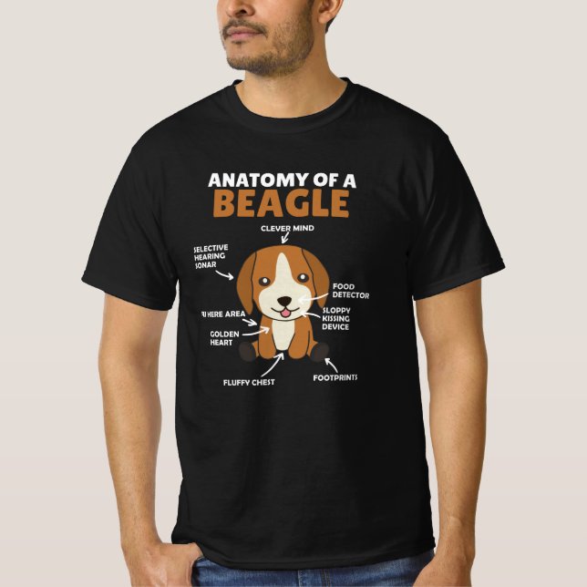 Camiseta Anatomia De Um Cachorro De Beagle Cute Cachorros (Frente)