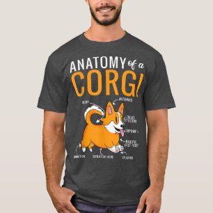 Camiseta Anatomia de um Cachorro Engraçado Corgi Puppy Corg