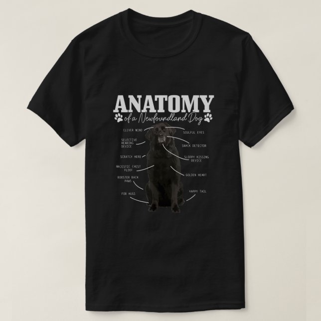 Camiseta Anatomia de um Cachorro Funny Cute Newfound (Frente do Design)