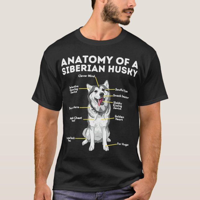 Camiseta Anatomia De Um Cachorro Herdeiro Siberiano Husky E (Frente)