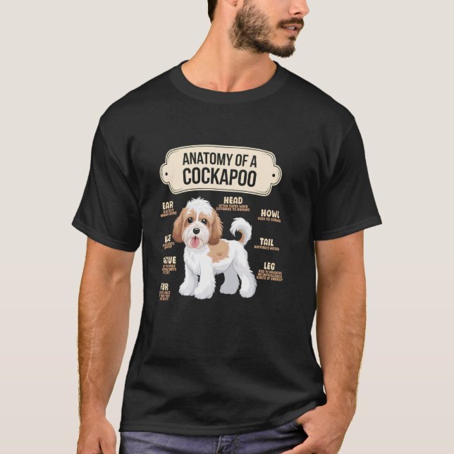 Camiseta anatomia de um cão da raça Cockapoo amante de cães (Frente)