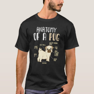 Camiseta Anatomia de um cão da raça Pug Pun