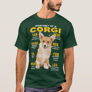 Camiseta Anatomia De Um Cão Engraçado De Corgi