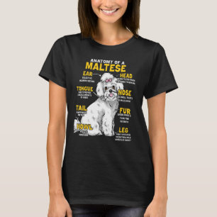Camiseta Anatomia De Um Cão Engraçado Maltês