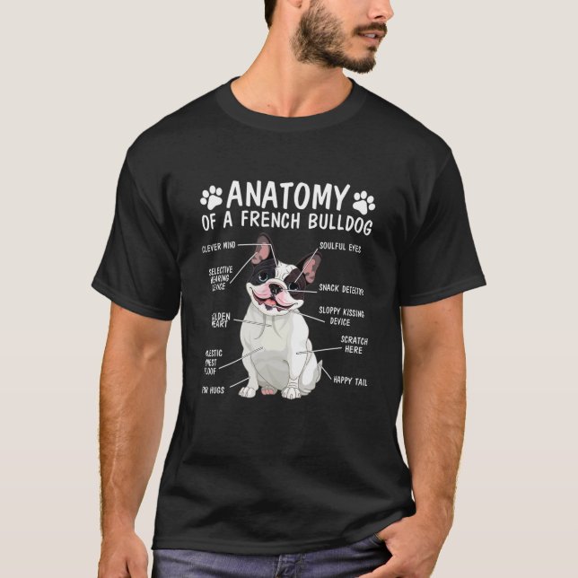 Camiseta Anatomia De Um Cão Francês Cachorro Francês Pet (Frente)