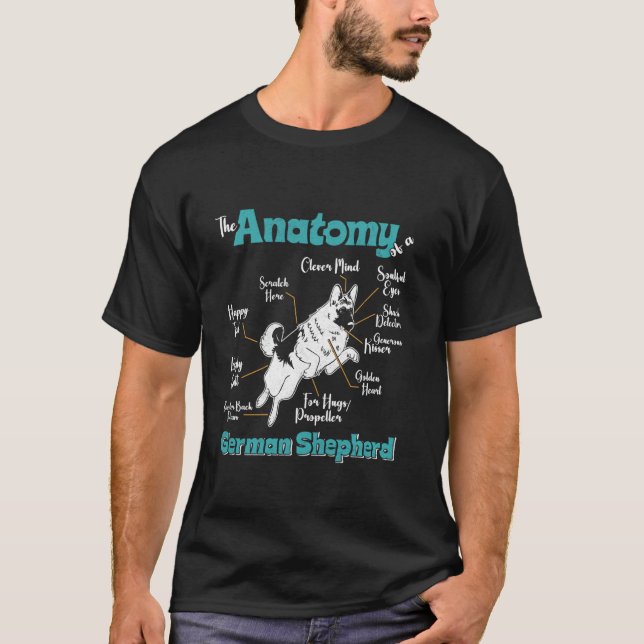 Camiseta ANATOMIA DE UM Cão GERMAN SHEPHERD Engraçado D (Frente)