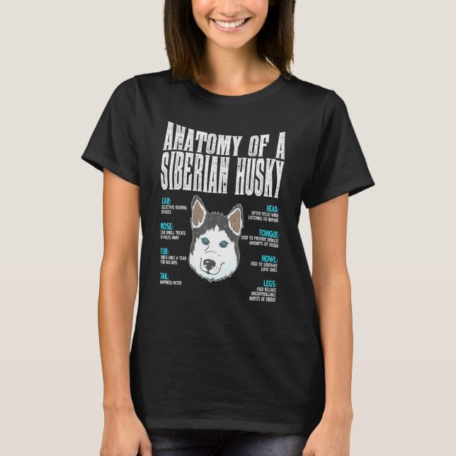 Camiseta Anatomia de um cão Husky (Frente)