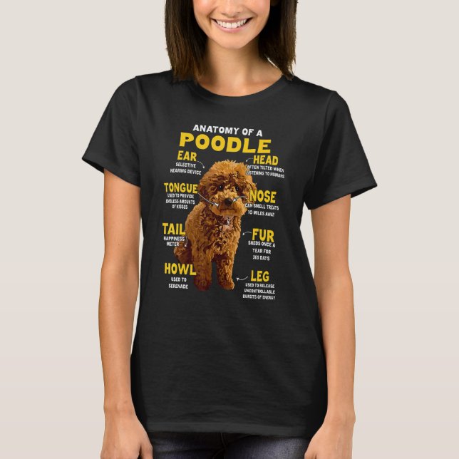 Camiseta Anatomia de um cão Poodle Toy (Frente)