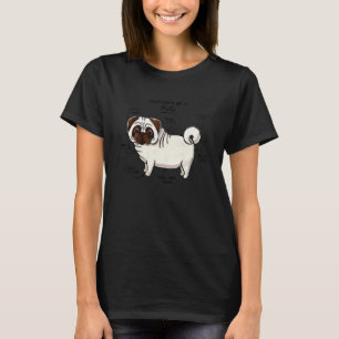 Camiseta Anatomia de um cão Pug Cachorro