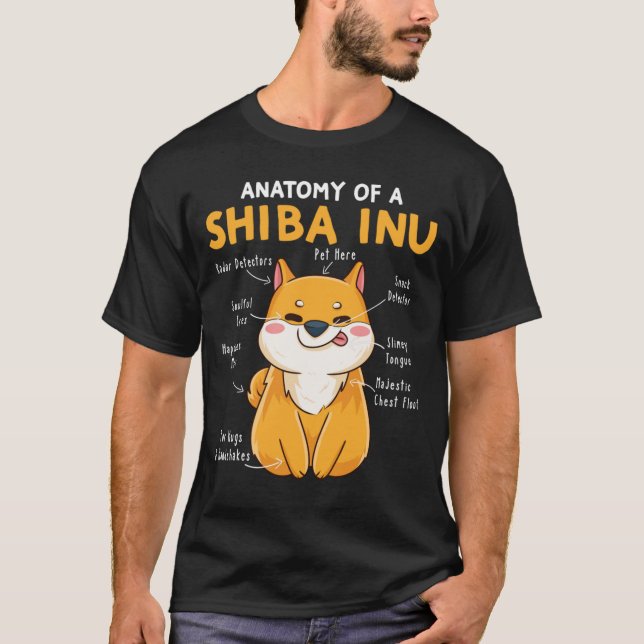 Camiseta Anatomia De Um Cão Shiba Inu Engraçado Shiba Inu P (Frente)