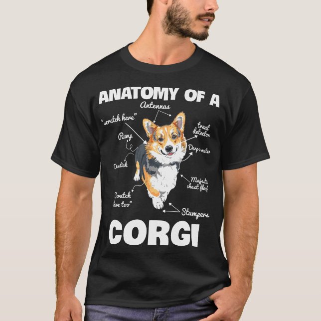 Camiseta Anatomia de um Corgi Cachorro (Frente)