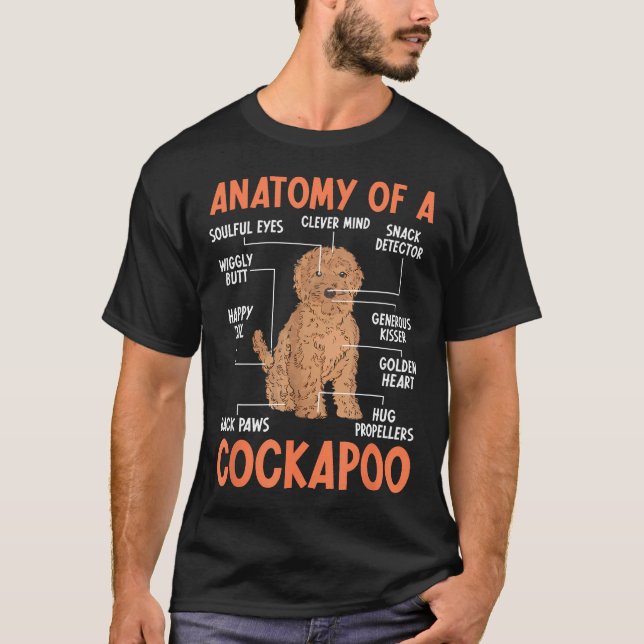 Camiseta Anatomia de um Dono de Cockapoo Mãe de Cockapoo Co (Frente)