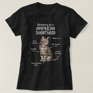 Camiseta Anatomia de um Gato American Shorthair Arte