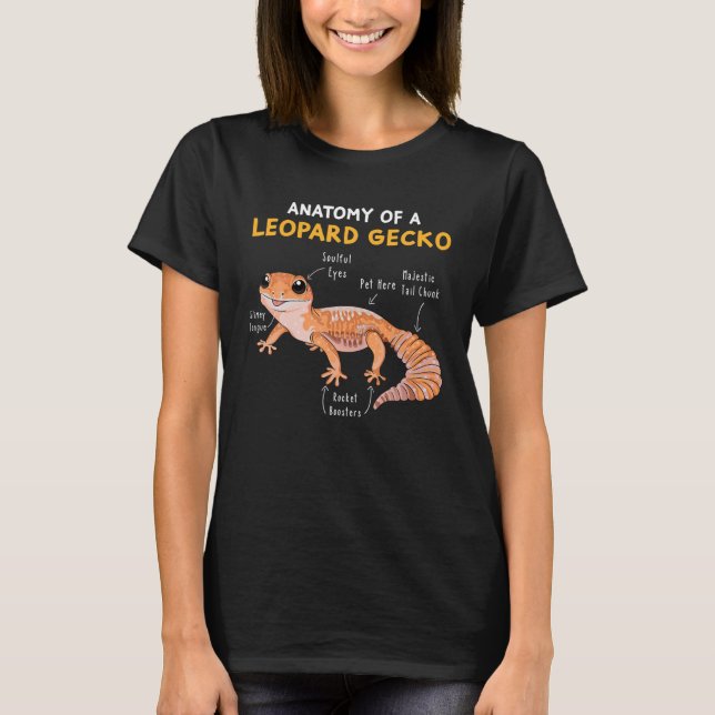 Camiseta Anatomia De Um Leopardo Gecko Engraçado Gecko Mãe  (Frente)