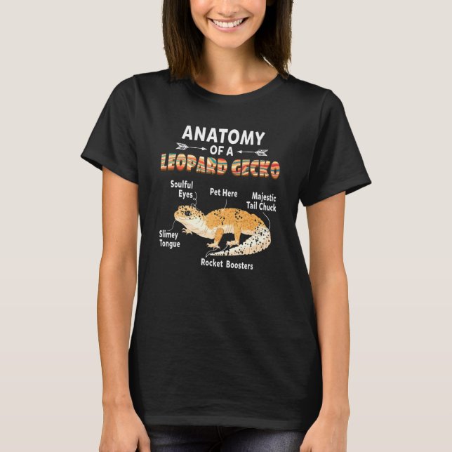 Camiseta Anatomia de um Leopardo Gecko Gecko Mãe Pai Réptil (Frente)