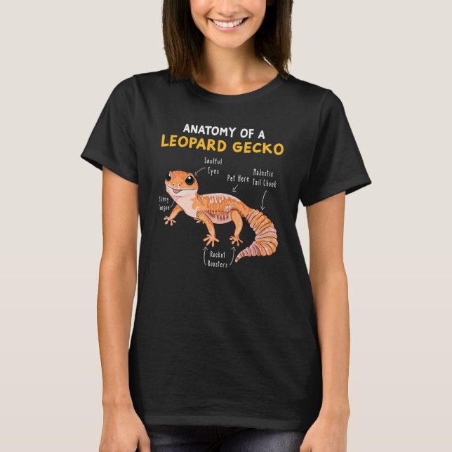 Camiseta Anatomia de um Leopardo Gecko Gecko Mãe Pai Réptil (Frente)