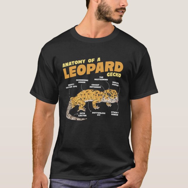 Camiseta Anatomia de Um Leopardo Gecko Lizard (Frente)