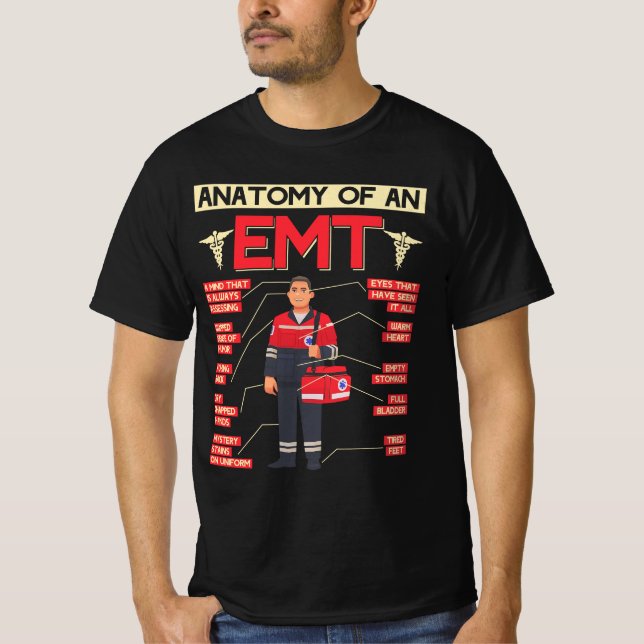 Camiseta Anatomia De Um paramédico EMT EMT EMS Health Care (Frente)