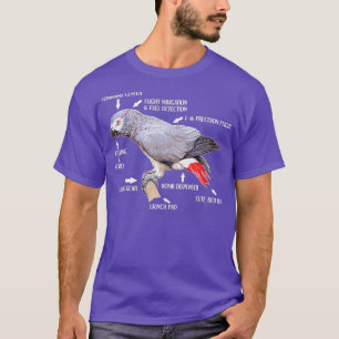 Camiseta Anatomia De Um Pássaro Engraçado De Cinza Africa