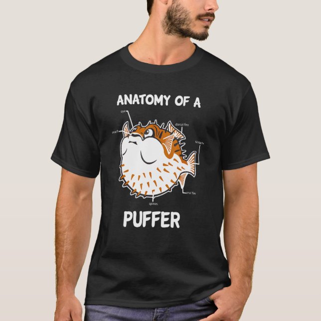 Camiseta Anatomia De Um Peixe Baiacu Engraçado (Frente)