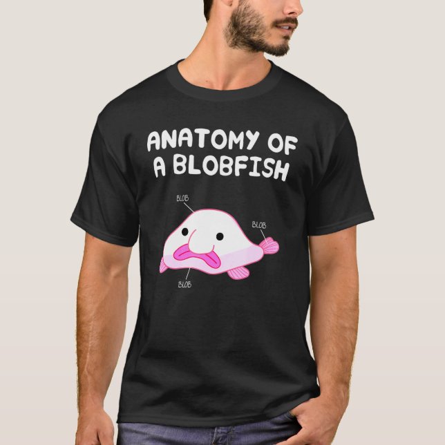 Camiseta Anatomia de um peixe blobfish (Frente)