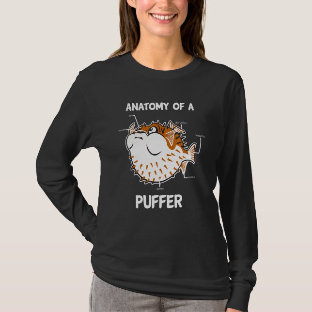 Camiseta Anatomia De Um Peixe-Pufe Engraçado (Frente)
