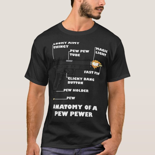 Camiseta Anatomia de um segundo Pew Engraçado Emenda Gun Lo (Frente)