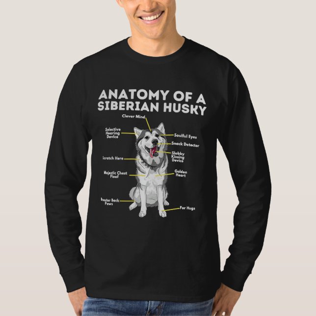 Camiseta Anatomia De Um Sibe Siberiano Husky Engraçado (Frente)